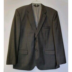 Joseph & Feiss Gray Cream Large Check Two-Button Blazer Size 46/41 100% Wool